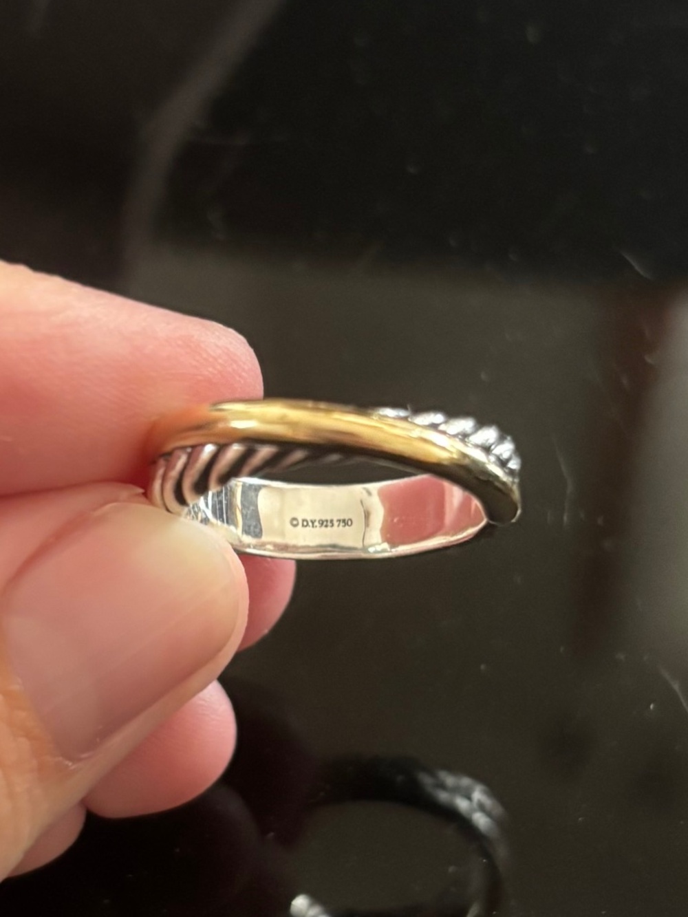 David Yurman CROSSOVER BAND RING Sterling Silver with 18K Yellow Gold, 5.3mm